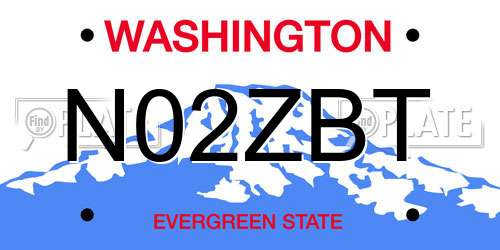 N02ZBT Washington License Plate