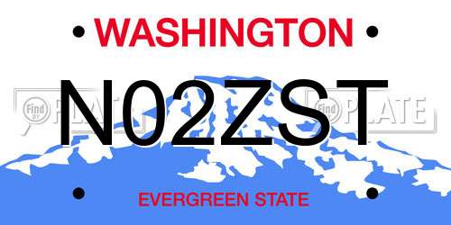 N02ZST Washington License Plate