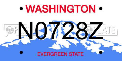 N0728Z Washington License Plate