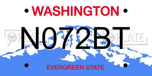 N072BT Washington License Plate