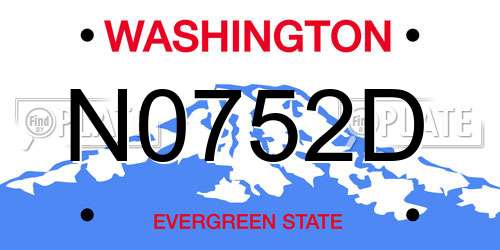 N0752D Washington License Plate