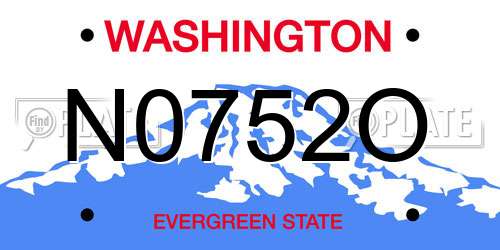 N0752O Washington License Plate