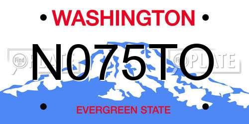 N075TO Washington License Plate
