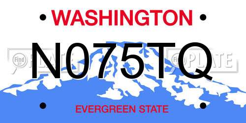 N075TQ Washington License Plate