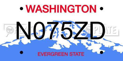 N075ZD Washington License Plate