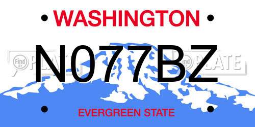 N077BZ Washington License Plate