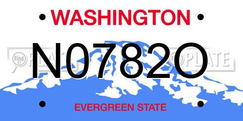 N0782O Washington License Plate