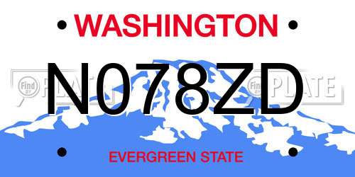 N078ZD Washington License Plate