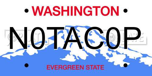 N0TAC0P Washington License Plate