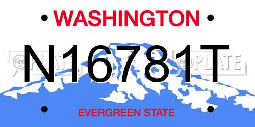 N16781T Washington License Plate