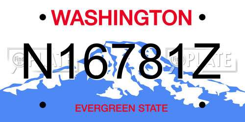 N16781Z Washington License Plate