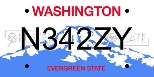 N342ZY Washington License Plate