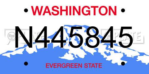 N445845 Washington License Plate