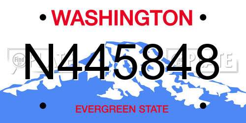N445848 Washington License Plate
