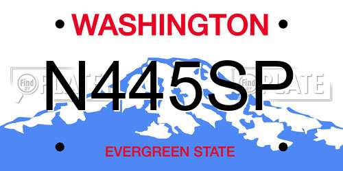 N445SP Washington License Plate