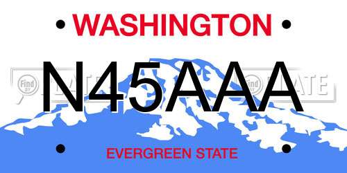 N45AAA Washington License Plate