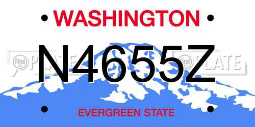 N4655Z Washington License Plate