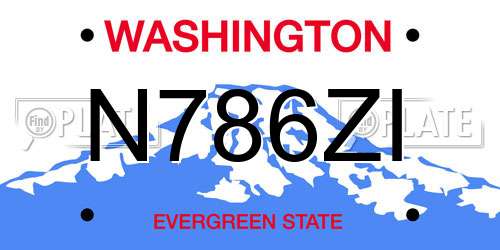 N786ZI Washington License Plate