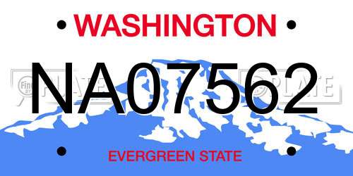 NA07562 license plate in WA state