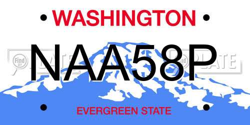 NAA58P Washington License Plate