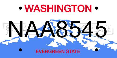 NAA8545 Washington License Plate