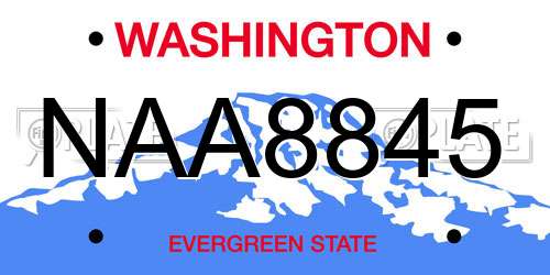 NAA8845 Washington License Plate