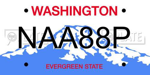 NAA88P Washington License Plate