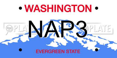 NAP3 Washington License Plate