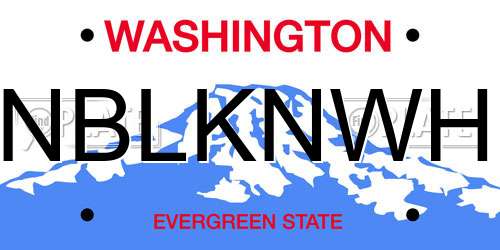NBLKNWH Washington License Plate