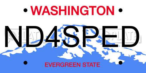 ND4SPED Washington License Plate