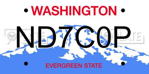 ND7C0P Washington License Plate