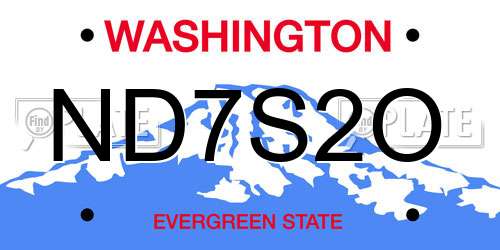 ND7S2O Washington License Plate