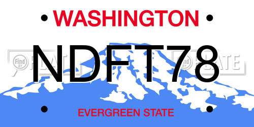 NDFT78 Washington License Plate