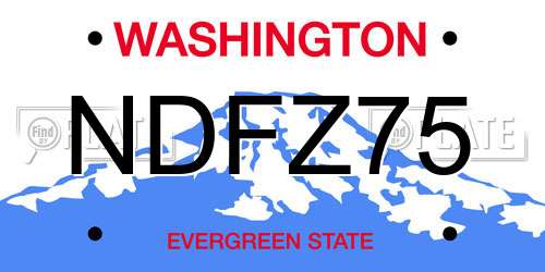 NDFZ75 Washington License Plate