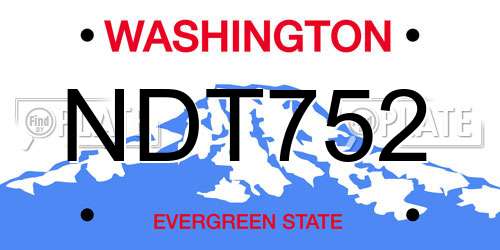 NDT752 Washington License Plate