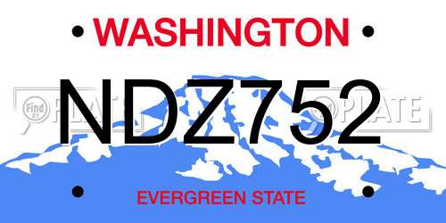 NDZ752 Washington License Plate