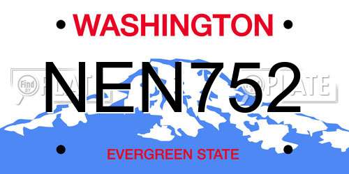 NEN752 Washington License Plate