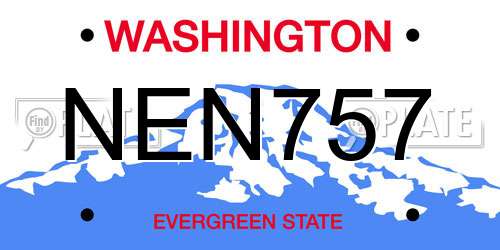 NEN757 Washington License Plate