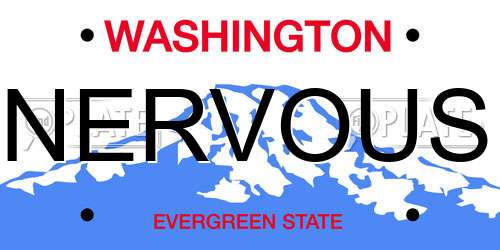 NERVOUS Washington License Plate