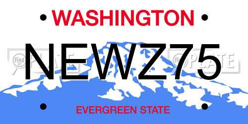 NEWZ75 Washington License Plate
