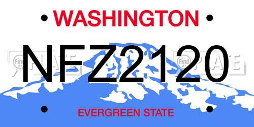 NFZ2120 Washington License Plate