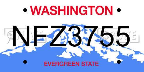NFZ3755 Washington License Plate