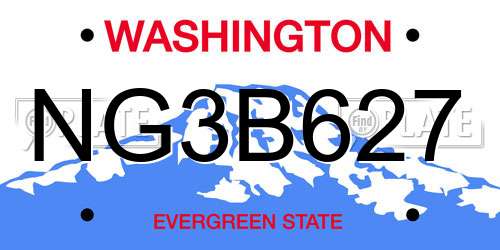 NG3B627 Washington License Plate