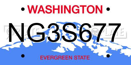NG3S677 Washington License Plate