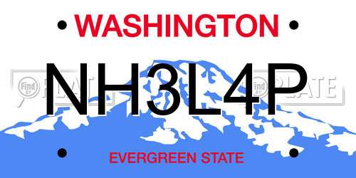 NH3L4P Washington License Plate