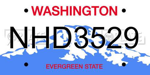 NHD3529 Washington License Plate