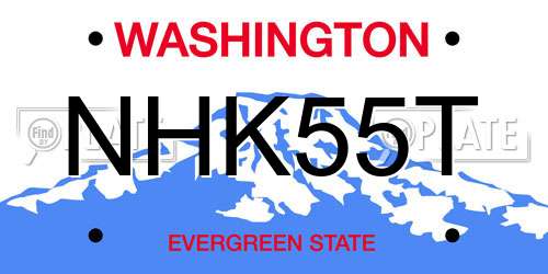 NHK55T Washington License Plate