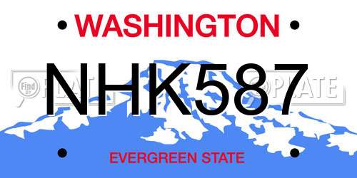 NHK587 Washington License Plate
