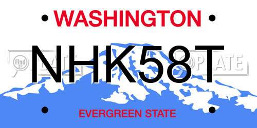 NHK58T Washington License Plate