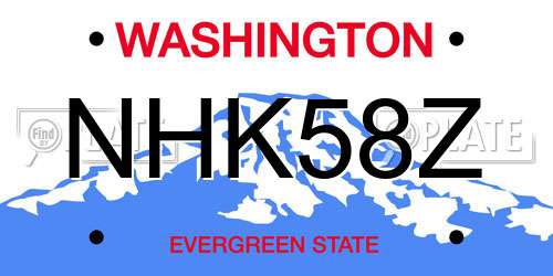 NHK58Z Washington License Plate